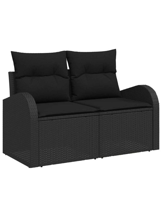 Dārza dīvānu komplekts 5 pcs melna poliūtu rotangpalma
