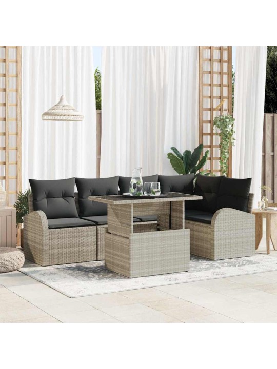 Dārza dīvānu komplekts 6 pcs gaiši pelēka 100 x 55 x 73 cm