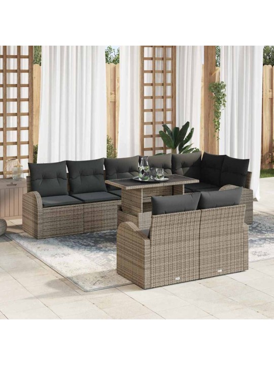Dārza dīvānu komplekts 9 pcs pelēka 100 x 55 x 73 cm