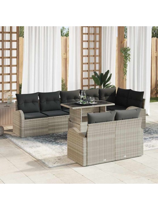 Dārza dīvānu komplekts 9 pcs gaiši pelēka 100 x 55 x 73 cm