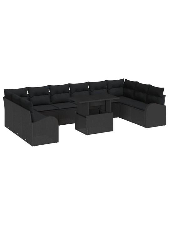 Dārza dīvānu komplekts 11 pcs melna 100 x 55 x 73 cm