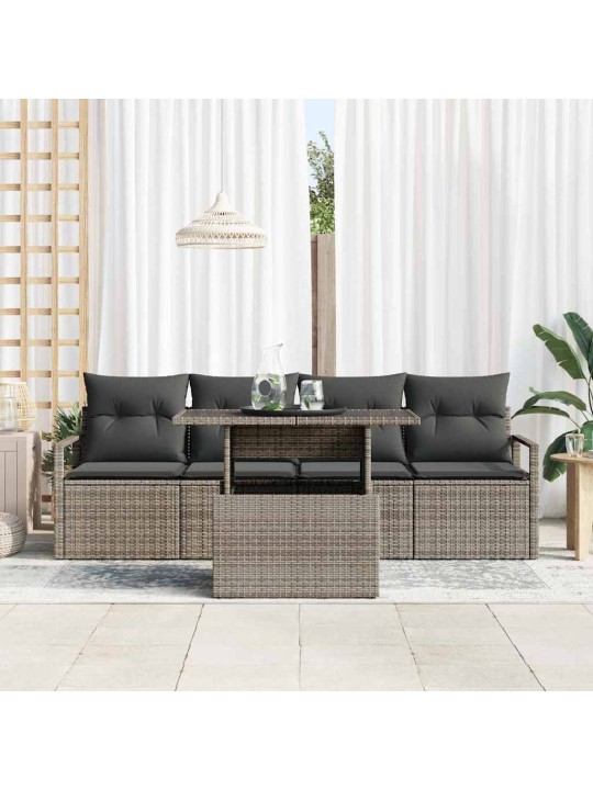 Dārza dīvānu komplekts 5 pcs pelēka 100 x 55 x 73 cm