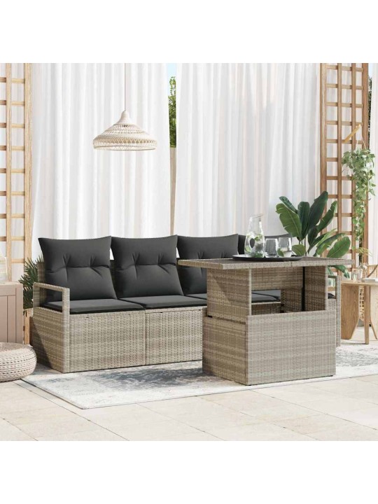 Dārza dīvānu komplekts 5 pcs gaiši pelēka 100 x 55 x 73 cm