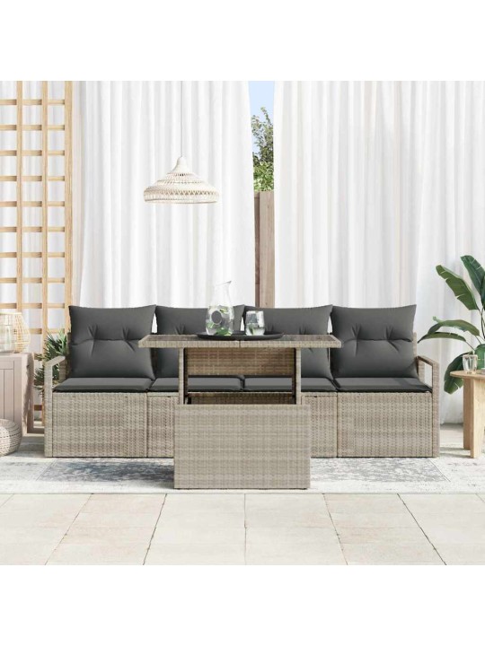 Dārza dīvānu komplekts 5 pcs gaiši pelēka 100 x 55 x 73 cm