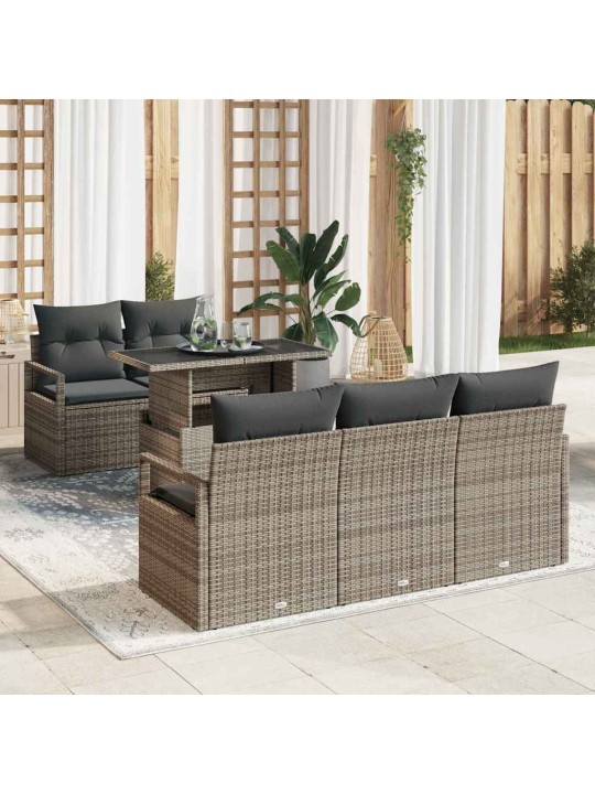 Dārza dīvānu komplekts 6 pcs pelēka 100 x 55 x 73 cm