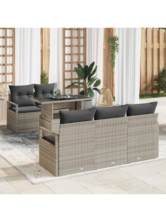Dārza dīvānu komplekts 6 pcs gaiši pelēka 100 x 55 x 73 cm