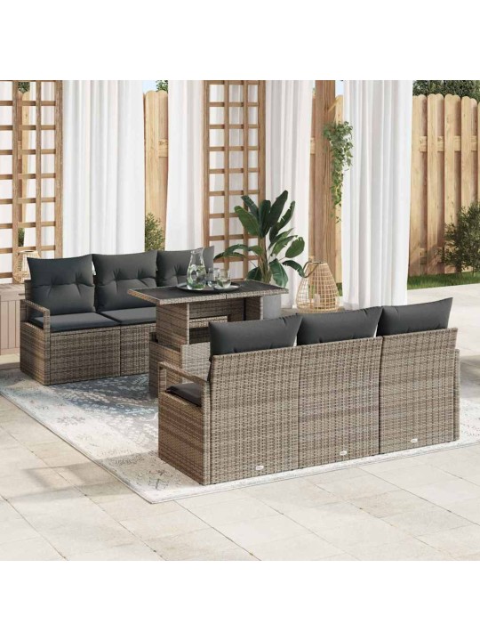 Dārza dīvānu komplekts 7 pcs pelēka 100 x 55 x 73 cm