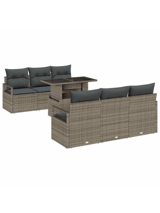 Dārza dīvānu komplekts 7 pcs pelēka 100 x 55 x 73 cm