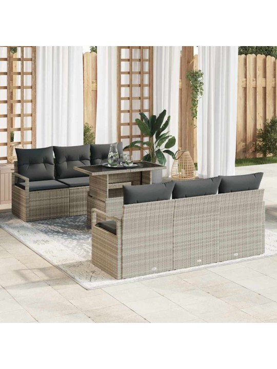 Dārza dīvānu komplekts 7 pcs gaiši pelēka 100 x 55 x 73 cm
