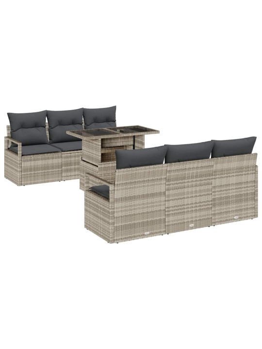 Dārza dīvānu komplekts 7 pcs gaiši pelēka 100 x 55 x 73 cm