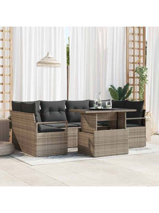 Dārza dīvānu komplekts manuāls 7 pcs pelēka 100 x 55 x 73 cm