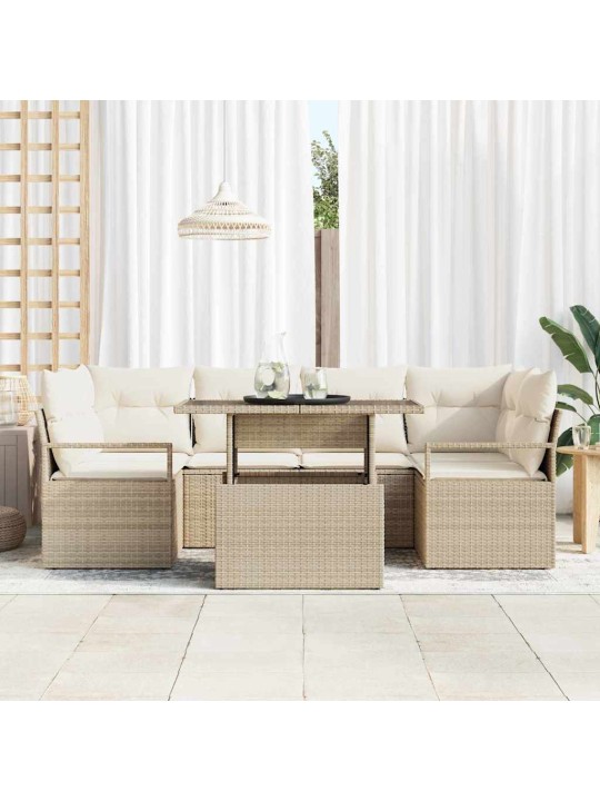 Dārza dīvānu komplekts 7 pcs bēša un krēmkrāsa 100 x 55 x 73 cm