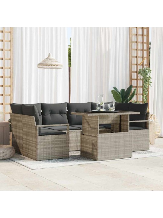 Dārza dīvānu komplekts 7 pcs gaiši pelēka 100 x 55 x 73 cm