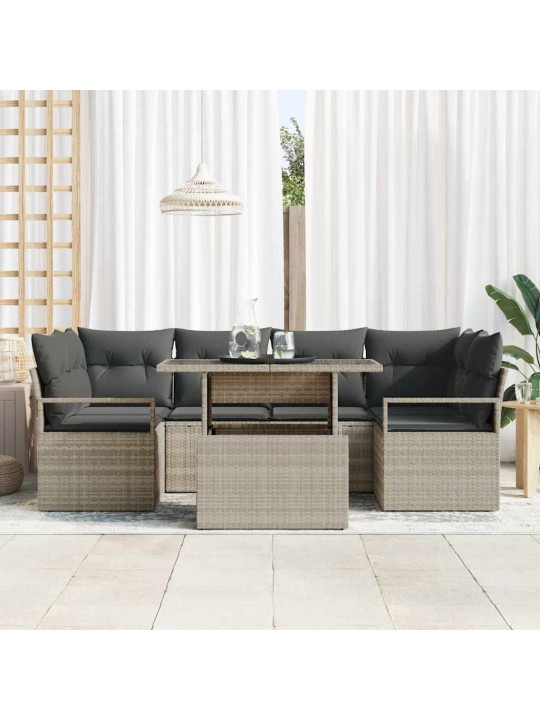 Dārza dīvānu komplekts 7 pcs gaiši pelēka 100 x 55 x 73 cm