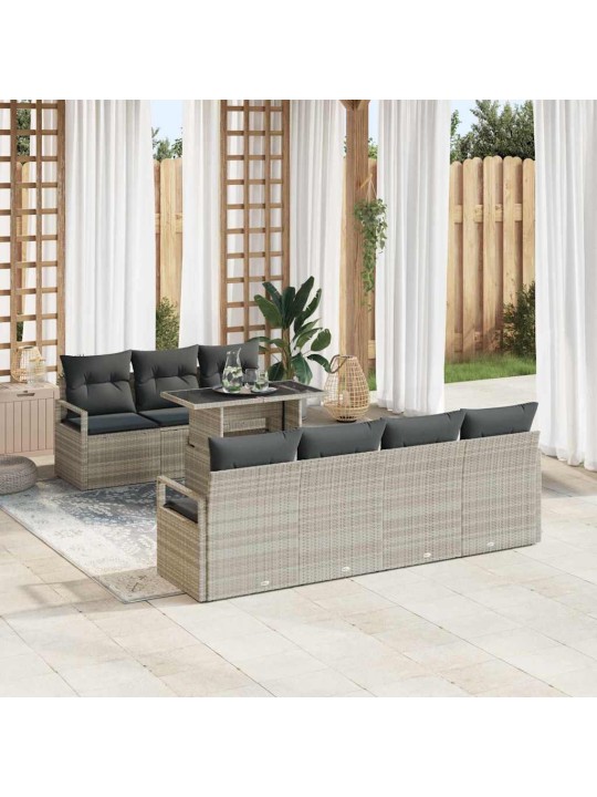 Dārza dīvānu komplekts 8 pcs gaiši pelēka 100 x 55 x 73 cm