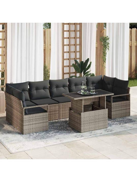 Dārza dīvānu komplekts 8 pcs pelēka 100 x 55 x 73 cm