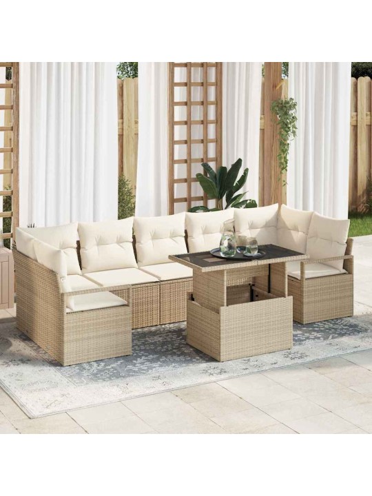 Dārza dīvānu komplekts 8 pcs bēša un krēmkrāsa 100 x 55 x 73 cm