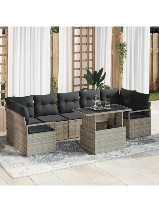 Dārza dīvānu komplekts 8 pcs gaiši pelēka 100 x 55 x 73 cm