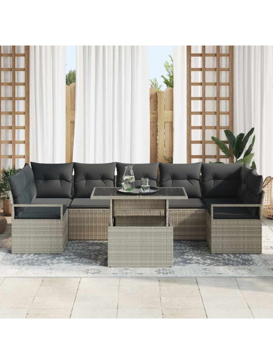 Dārza dīvānu komplekts 8 pcs gaiši pelēka 100 x 55 x 73 cm