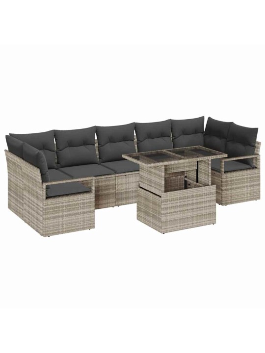 Dārza dīvānu komplekts 8 pcs gaiši pelēka 100 x 55 x 73 cm