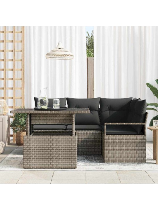 Dārza dīvānu komplekts 5 pcs pelēka 100 x 55 x 73 cm