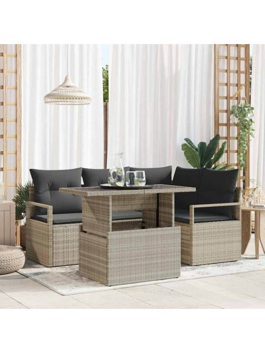 Dārza dīvānu komplekts 5 pcs gaiši pelēka 100 x 55 x 73 cm