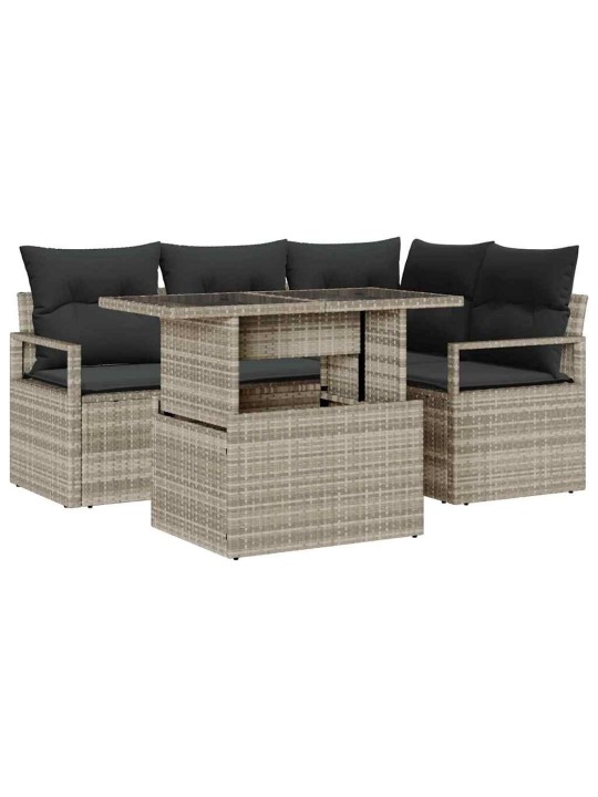 Dārza dīvānu komplekts 5 pcs gaiši pelēka 100 x 55 x 73 cm