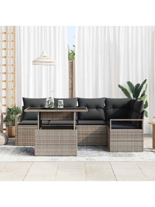 Dārza dīvānu komplekts 6 pcs pelēka 100 x 55 x 73 cm