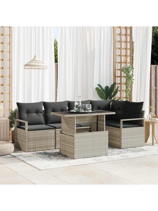 Dārza dīvānu komplekts 6 pcs gaiši pelēka 100 x 55 x 73 cm
