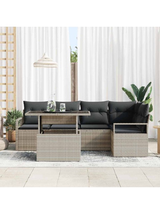 Dārza dīvānu komplekts 6 pcs gaiši pelēka 100 x 55 x 73 cm