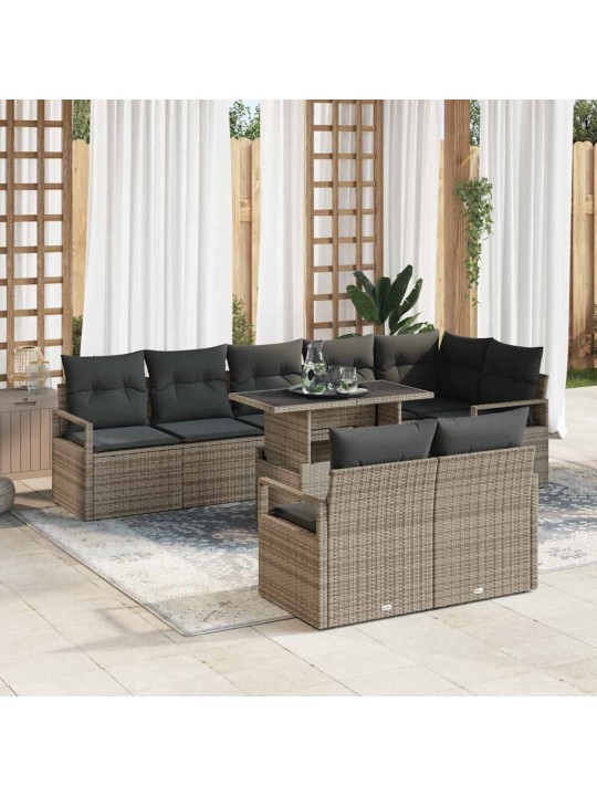Dārza dīvānu komplekts 9 pcs pelēka 100 x 55 x 73 cm