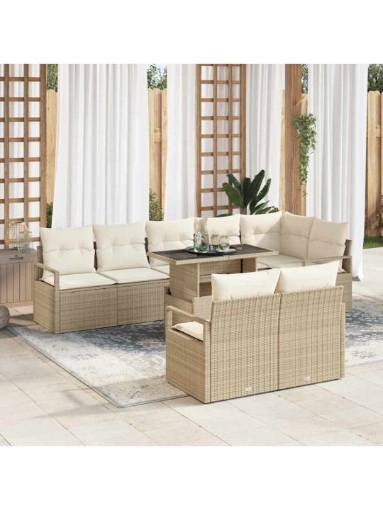 Dārza dīvānu komplekts 9 pcs bēša un krēmkrāsa 100 x 55 x 73 cm
