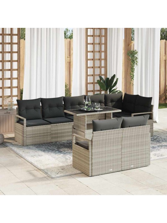 Dārza dīvānu komplekts 9 pcs gaiši pelēka 100 x 55 x 73 cm