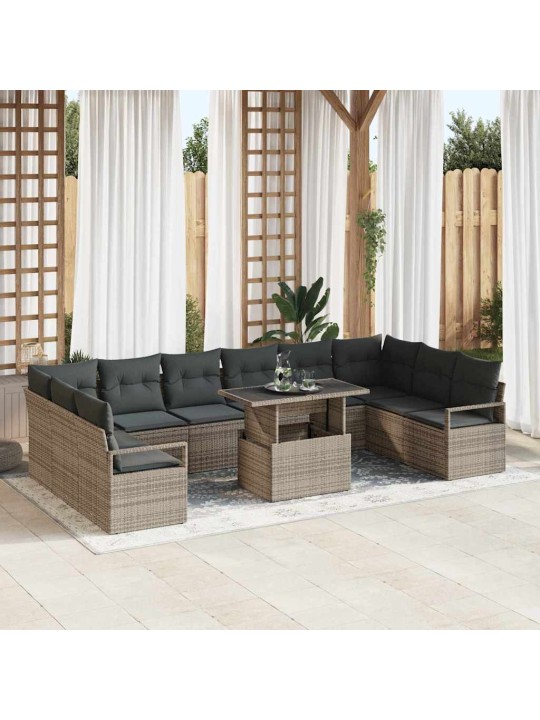Dārza dīvānu komplekts 11 pcs pelēka 100 x 55 x 73 cm