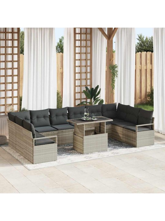 Dārza dīvānu komplekts 11 pcs gaiši pelēka 100 x 55 x 73 cm