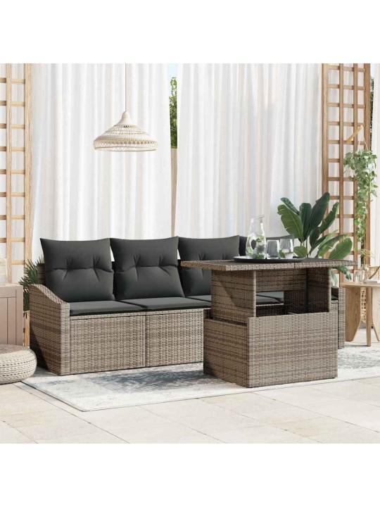 Dārza dīvānu komplekts 5 pcs pelēka 100 x 55 x 73 cm