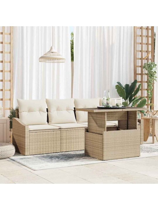 Dārza dīvānu komplekts 5 pcs bēša un krēmkrāsa 100 x 55 x 73 cm