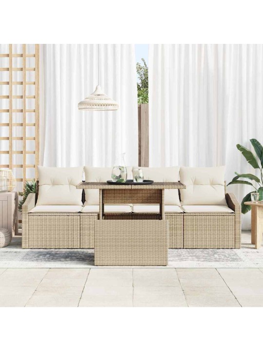 Dārza dīvānu komplekts 5 pcs bēša un krēmkrāsa 100 x 55 x 73 cm