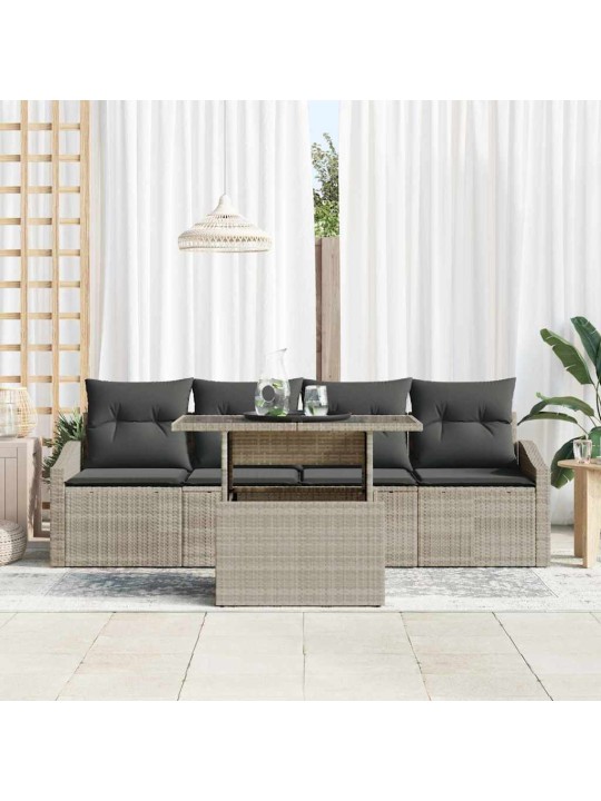 Dārza dīvānu komplekts 5 pcs gaiši pelēka 100 x 55 x 73 cm