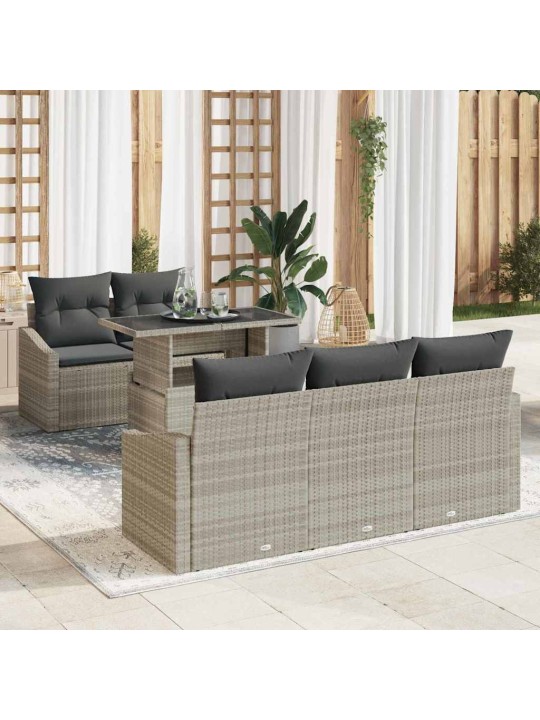 Dārza dīvānu komplekts 6 pcs gaiši pelēka 100 x 55 x 73 cm