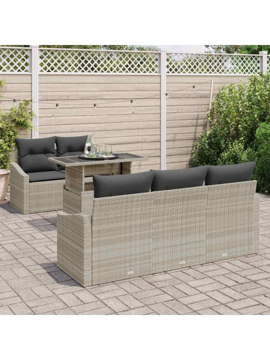 Dārza dīvānu komplekts 6 pcs gaiši pelēka 100 x 55 x 73 cm