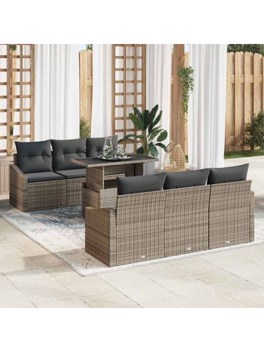 Dārza dīvānu komplekts 7 pcs pelēka 100 x 55 x 73 cm