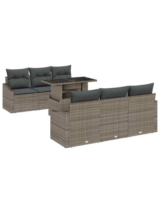 Dārza dīvānu komplekts 7 pcs pelēka 100 x 55 x 73 cm