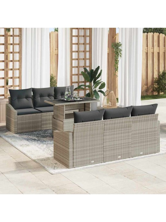 Dārza dīvānu komplekts 7 pcs gaiši pelēka 100 x 55 x 73 cm