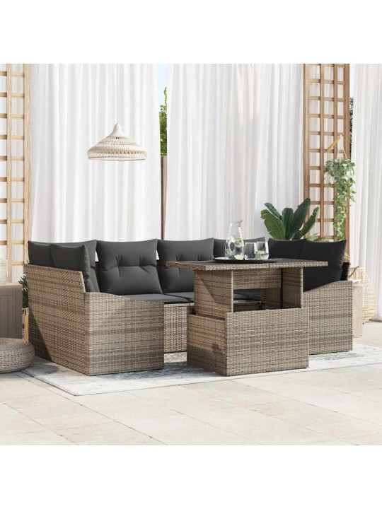 Dārza dīvānu komplekts 7 pcs pelēka 100 x 55 x 73 cm