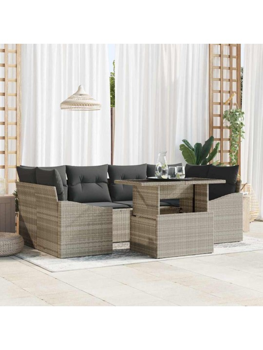 Dārza dīvānu komplekts 7 pcs gaiši pelēka 100 x 55 x 73 cm