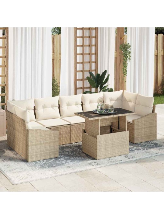 Dārza dīvānu komplekts 8 pcs bēša un krēmkrāsa 100 x 55 x 73 cm