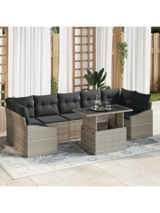 Dārza dīvānu komplekts 8 pcs gaiši pelēka 100 x 55 x 73 cm