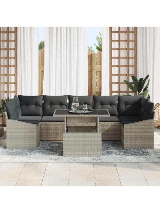 Dārza dīvānu komplekts 8 pcs gaiši pelēka 100 x 55 x 73 cm