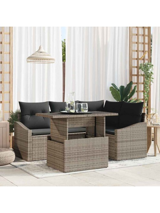 Dārza dīvānu komplekts 5 pcs pelēka 100 x 55 x 73 cm